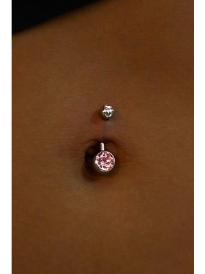 Sacce Scarves & Accessories Fuşya Renk Tektaşlı Çelik Göbek Piercingi