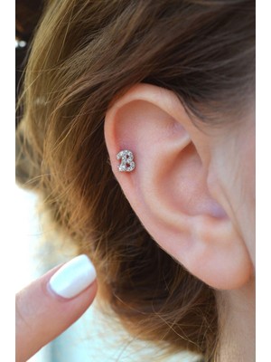 Sacce Scarves & Accessories B Harfi Piercing Gümüş Renkli Harf Piercing B