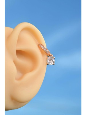 Sacce Scarves & Accessories Antialerjik Rodyum Tektaş Helix Küpesi Kıkırdak Lob Uyumlu