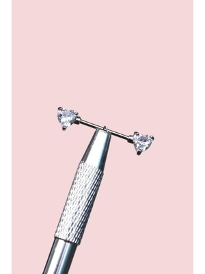 Sacce Scarves & Accessories Kalp Tektaşlı Nipple Piercing Kalp Taşlı Meme Ucu Piercingi