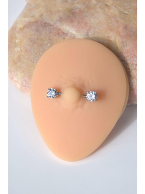 Sacce Scarves & Accessories Tektaşlı Nipple Piercing Taşlı Meme Ucu Piercingi 16 mm