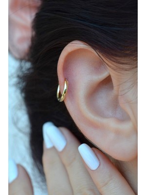 Sacce Scarves & Accessories Gold Rodyum Düz Ince Helix Küpesi Kıkırdak Lob Tek Adet