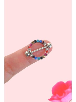 Sacce Scarves & Accessories Multicolor Taşlı Nipple Piercing Çok Renkli Meme Ucu Piercingi