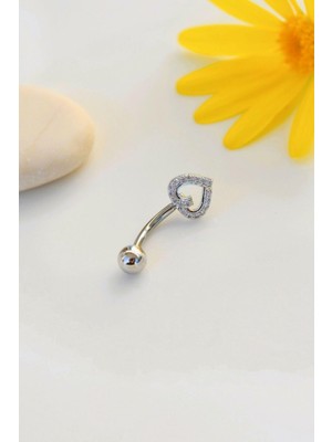 Sacce Scarves & Accessories Kalp Model Minimal Göbek Piercingi Gümüş Renk