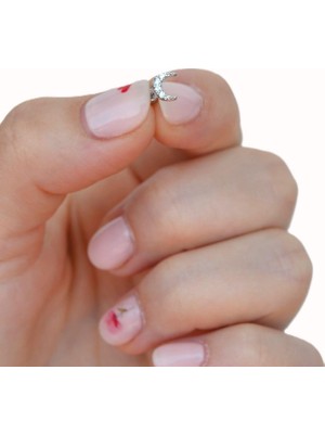 Sacce Scarves & Accessories Gümüş Renkli Taşlı Ay Figürlü Piercing Helix Kıkırdak Conch Lob