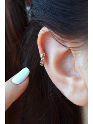 Sacce Scarves & Accessories Zincir Model Gümüş Renk Helix Küpesi Kıkırdak Conch Lob Tek Adet