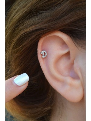 Sacce Scarves & Accessories D Harfi Piercing Gümüş Renkli Harf Piercing D