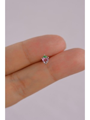 Sacce Scarves & Accessories Lila Renkli Kalp Model Çilek Kıkırdak Helix Piercing Gümüş Renkli