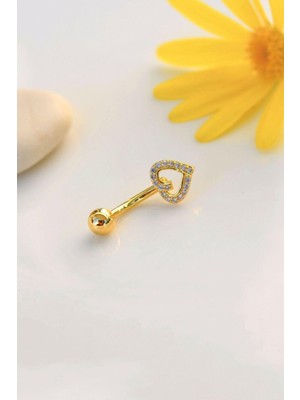 Sacce Scarves & Accessories Kalp Model Minimal Göbek Piercingi Gold Renk