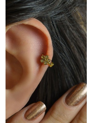 Sacce Scarves & Accessories Sacce Scarves&Accessories Mini Çiçek Tragus Piercing Helix Kıkırdak Gold