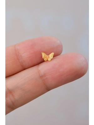 Sacce Scarves & Accessories Gold Çelik Altın Kelebek Helix Piercing Kıkırdak Lob