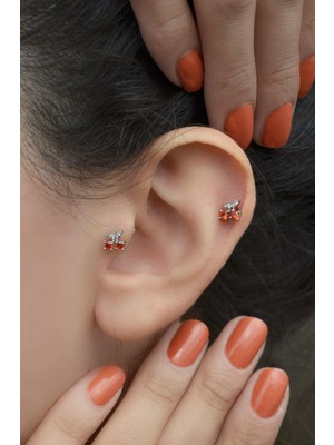 Sacce Scarves & Accessories Kiraz Piercing Tragus Helix Kıkırdak Gümüş Renk