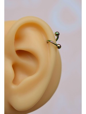 Sacce Scarves & Accessories Kıvrımlı Çelik Spiral Piercing 6 mm Tragus Helix Kıkırdak Hologram Renkli