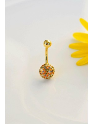 Sacce Scarves & Accessories Multicolor Çok Renkli Taşlı Toplu Çelik Göbek Piercingi Gold Renk