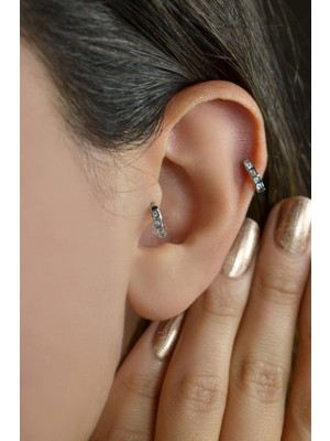 Sacce Scarves & Accessories Sacce Scarves&Accessories Mini Halka Yıldız Tragus Piercing Helix Kıkırdak Gümüş Renkli