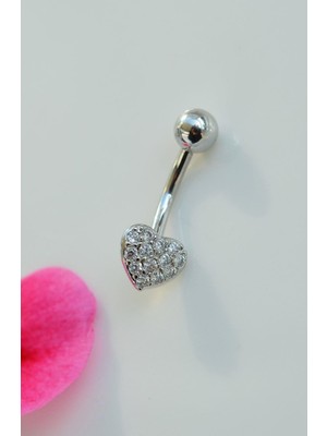 Sacce Scarves & Accessories Çelik Minimal Küçük Kalp Göbek Piercing Gümüş Renk