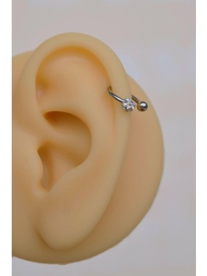 Sacce Scarves & Accessories Çelik Taşlı Toplu Piercing 8 mm Smiley Piercing Helix Tragus Lob Kıkırdak