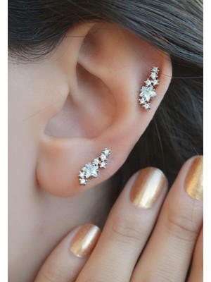 Sacce Scarves & Accessories Yıldızlı Piercing Tragus Helix Kıkırdak Gümüş Renk
