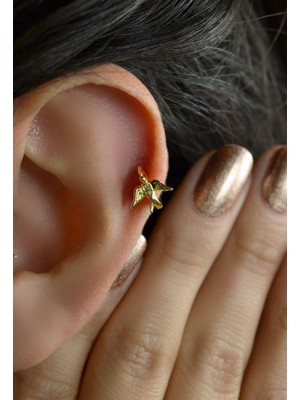 Sacce Scarves & Accessories Rodyum Helix Piercing Kıkırdak Küpesi Kırlangıç Sarı Zirkon Taşlı Kadın Kullanıcı İçin