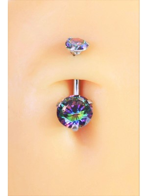 Sacce Scarves & Accessories Çelik Galaksi Hologram Tektaş Göbek Piercing Gümüş Renkli