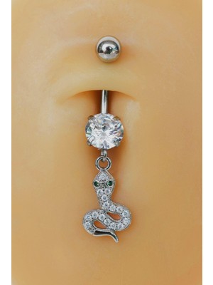 Sacce Scarves & Accessories Sacce Scarves&Accessories Çelik Yılan Figürlü Göbek Piercing Gümüş Renk