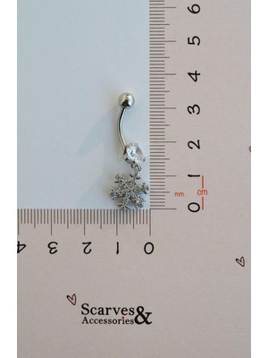 Sacce Scarves & Accessories Çelik Kar Tanesi Göbek Piercing Gümüş Renk