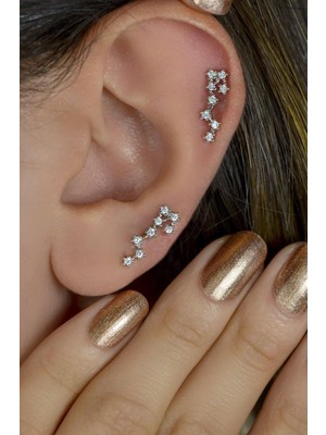 Sacce Scarves & Accessories Akrep Burcu Küpe Takımyıldızı Yıldızlı Piercing Helix Gümüş Renk