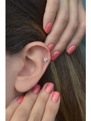 Sacce Scarves & Accessories Gümüş Ay Yıldızlı Piercing Helix Kıkırdak