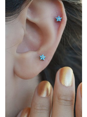 Sacce Scarves & Accessories Firuze Mini Çiçek Piercing Tragus Helix Kıkırdak
