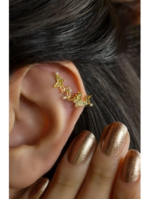 Sacce Scarves & Accessories Kelebek Kıkırdak Küpesi Gold