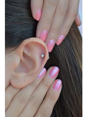 Sacce Scarves & Accessories Gümüş Renkli Tektaş Piercing Helix Kıkırdak Küpesi