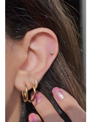 Sacce Scarves & Accessories Tektaş Altın Rengi Helix Tragus Kıkırdak Piercing