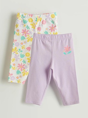 Lcw Kids  Beli Lastikli Çiçekli Kız Çocuk Tayt 2'li  (S5)