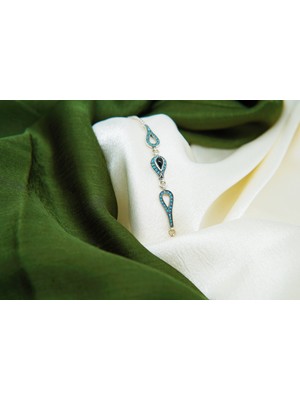 Kadın 925 Ayar Gümüş Oltutaşı  Mavi Damla Tekli Bileklik