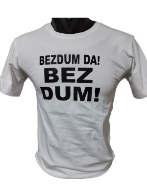 Bezdum Da ! Bezdum ! Baskılı Pamuklu Likralı T-Shirt (Siyah Yazılı Beyaz) Xl Beden