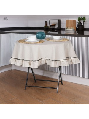 NDC Home Ham Buldan Keteni Yuvarlak Fırfırlı ÖZEL SERİ Masa Örtüsü