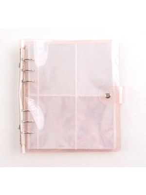 Yumuşak Kapaklı Şeffaf Simli A5 Binder Dosyası Pembe