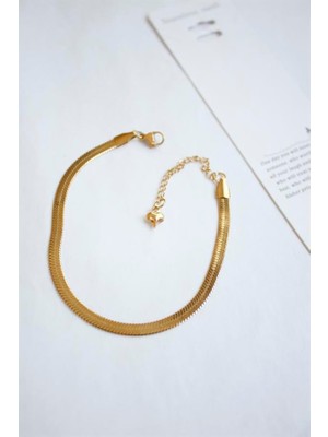 Çelik Italyan Zincir Bileklik - Altın