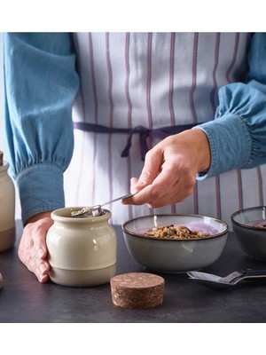 IKEA Mantar Kapaklı Seramik Kavanoz Yükseklik 9 cm Saklama Baharat Kavanozu Bej Hacim 300 ml