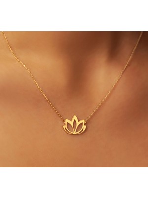 Lotus Çiçeği 14 Ayar Altın Kolye