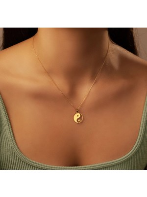 Yin Yang 14 Ayar Altın Kolye