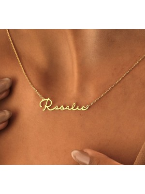 Isim Yazılı 14 Ayar Altın Kolye