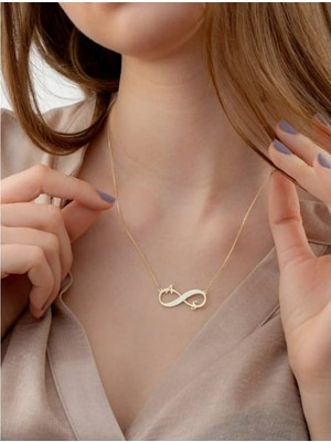 Sonsuzluk Harf Yazılı 14 Ayar Altın Kolye