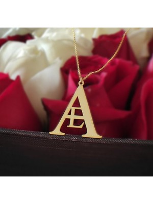 Çift Harf 14 Ayar Altın Kolye