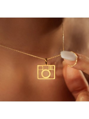 Fotoğraf Makinesi 14 Ayar Altın Kolye
