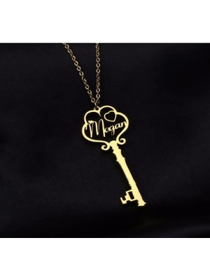 Anahtar Isim Yazılı 14 Ayar Altın Kolye