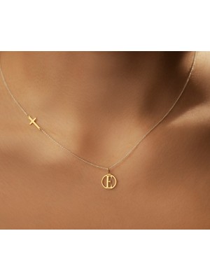 Haç Harf Yazılı 14 Ayar Altın Kolye