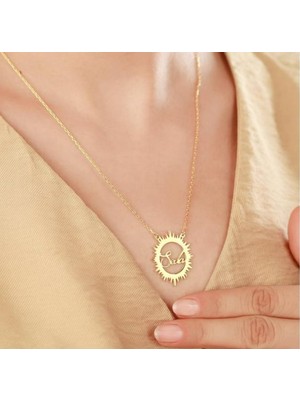 Güneş Isim Yazılı 14 Ayar Altın Kolye