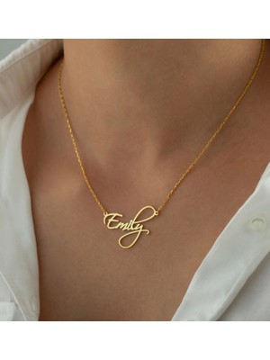 Isim Yazılı 14 Ayar Altın Kolye