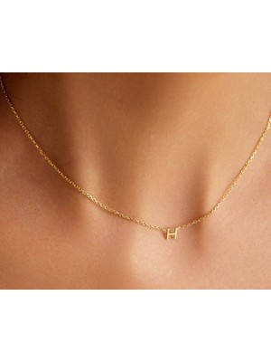 H Harf 14 Ayar Altın Kolye